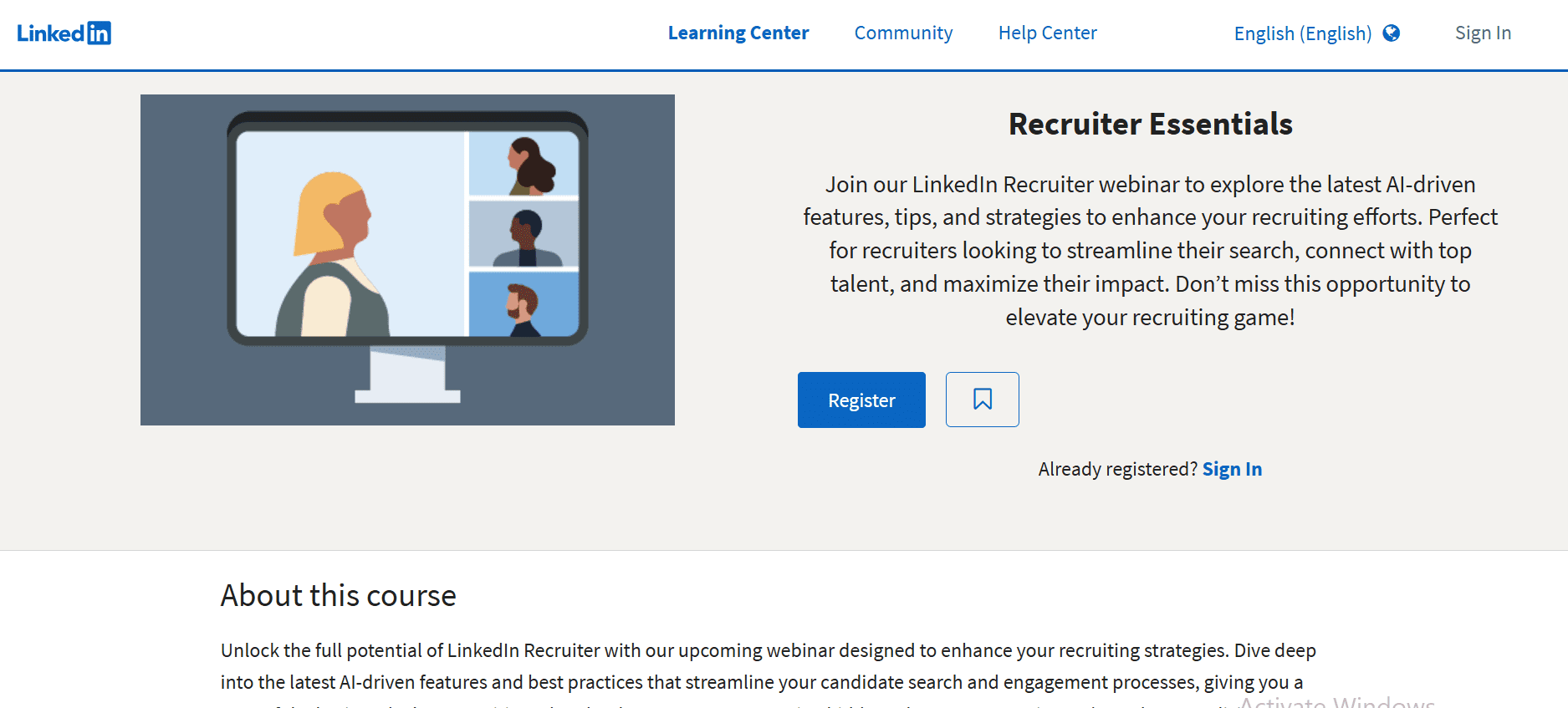 Here’s a screenshot of a LinkedIn webinar example