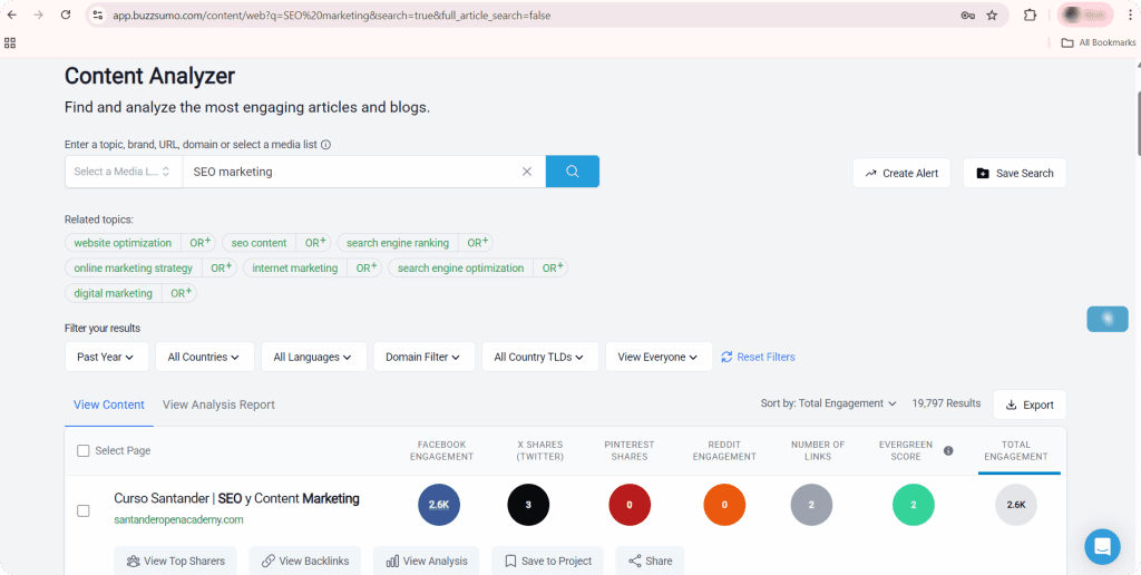 BuzzSumo content search