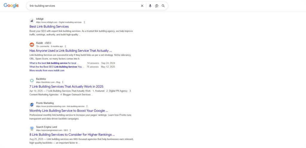 link building services Google search