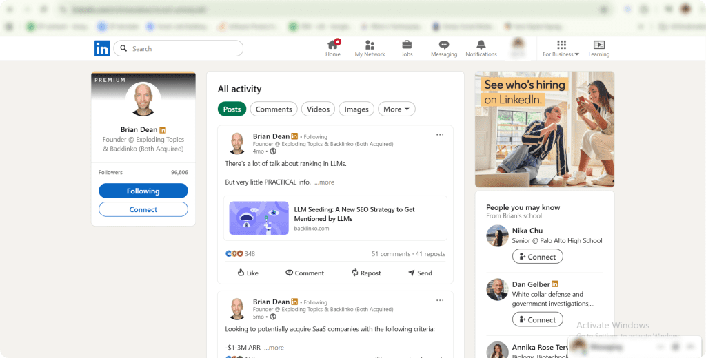 screenshot from linkedin