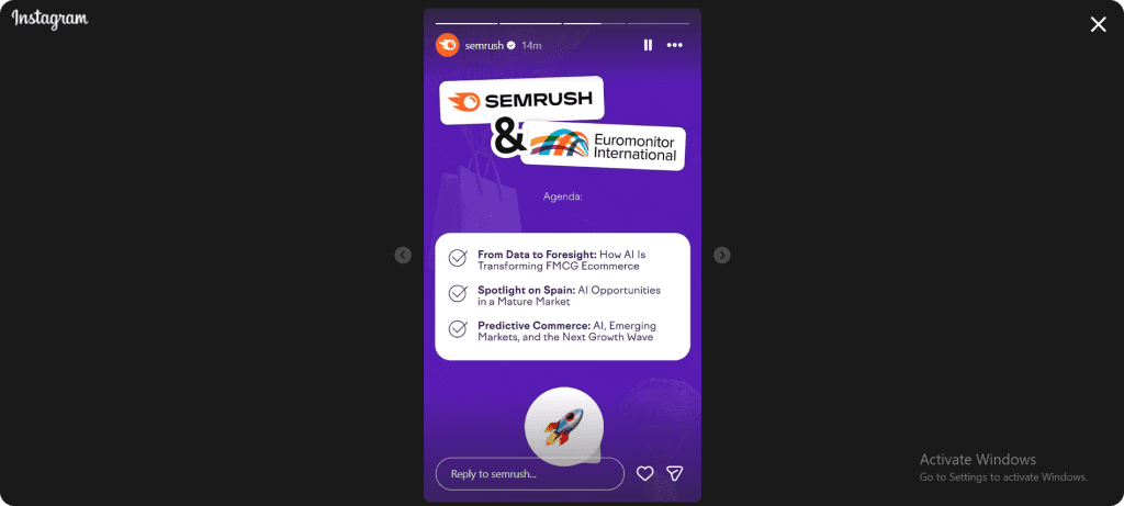 semrush live ecent story on instagram