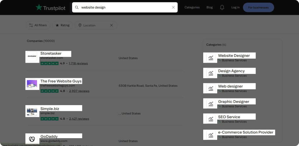 screenshot from trustpilot