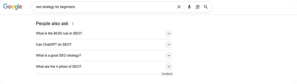 Example screenshot of Google's "People also ask" section