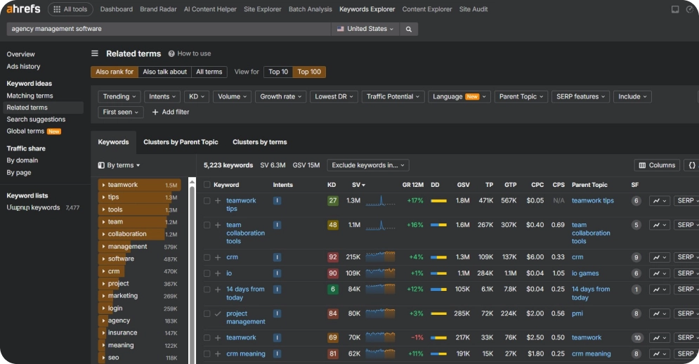 Screenshot of Ahrefs' "Also rank for" section