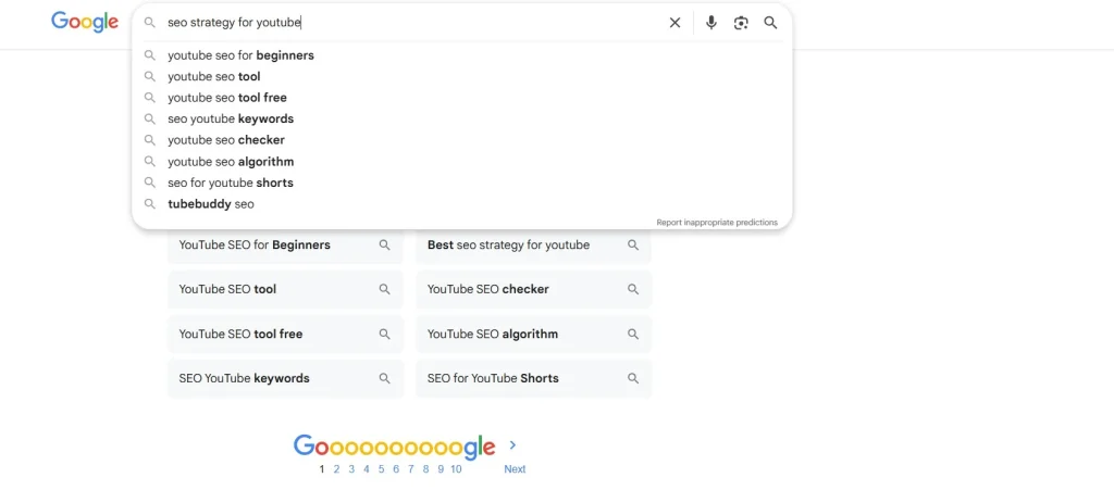 Screenshot of Google search results