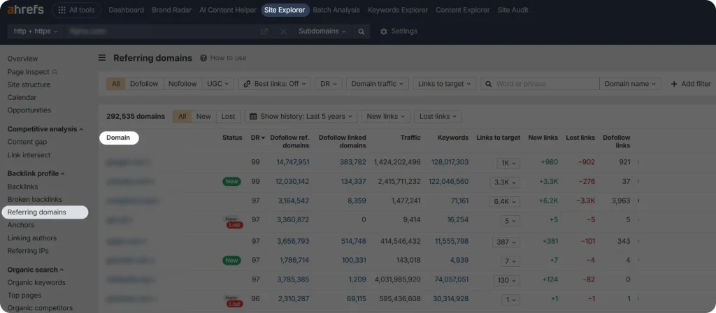 Screenshot of Ahrefs' Site Explorer section