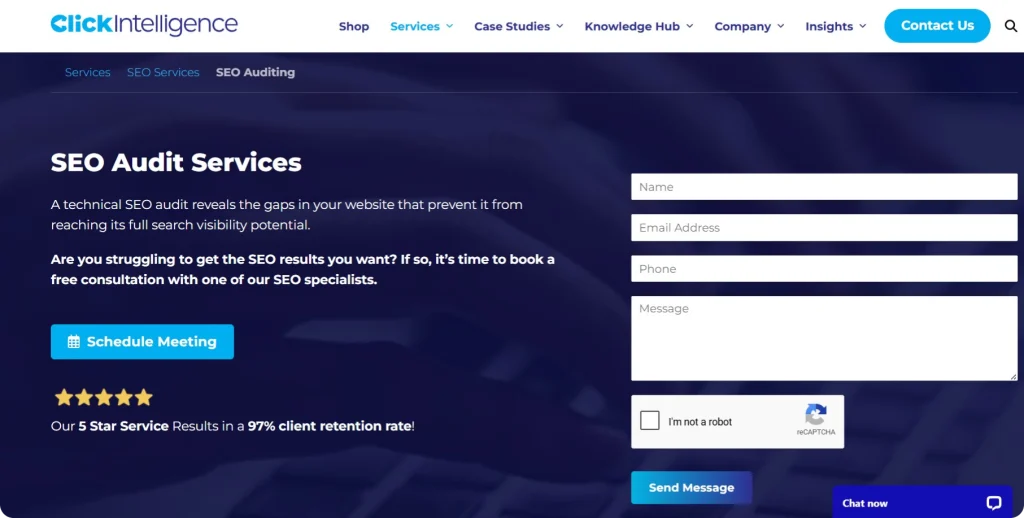 Screenshot of the Embaruqe website SEO audit services section