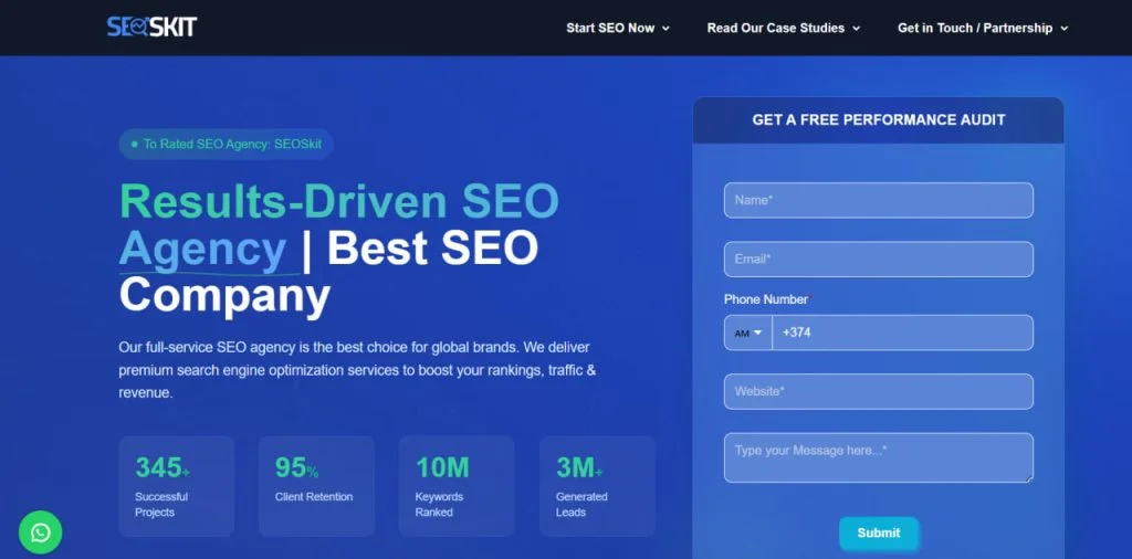 Screenshot of the SEOskit website SEO audit services section