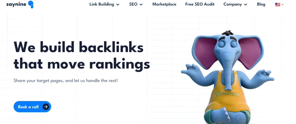 Screenshot of SayNine's homepage